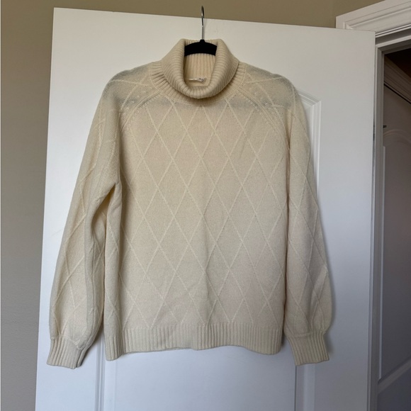 LILYSILK Cream 100% cashmere Turtleneck Sweater - Picture 1 of 4